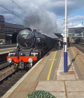 <h4><a href='/locations/H/Haymarket'>Haymarket</a></h4><p><small><a href='/companies/E/Edinburgh_and_Glasgow_Railway'>Edinburgh and Glasgow Railway</a></small></p><p>Flying Scotsman passing through Haymarket at 1735 on 'The Cathedrals Express'. 99/132</p><p>14/05/2017<br><small><a href='/contributors/John_Yellowlees'>John Yellowlees</a></small></p>