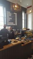 Here are Lindsey Milne and Chris Tierney on their second day behind the counter of the Sunnyside Coffee Company at Coatbridge Sunnyside. <a href=https://en-gb.facebook.com/sunnysidecoffeeco/ target=external>Coatbridge Sunnyside</a><br><br>[John Yellowlees 09/05/2017]