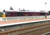 GBRf 66746 in special 'Belmond Royal Scotsman' livery, stabled on the SRS access line at Aviemore on 26 April 2017. <br><br>[Andy Furnevel 26/04/2017]