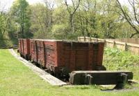 A pair of elderly coal wagons resting in the goods bay at Causey Arch station on a warm and pleasant day in May 2006. [See image 58758]<br><br>[John Furnevel 09/05/2006]
