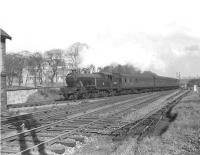 Gresley V1 2-6-2T 67603 takes a train for Drumry through Whiteinch East Junction (now Hyndland East) on 17 April 1957 [ref query 1039].<br><br>[G H Robin collection by courtesy of the Mitchell Library, Glasgow 17/04/1957]