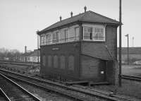 Banbury South signal box from a passing train in 1986.<br><br>[Bill Roberton //1986]