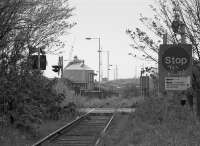 Looking west towards Methil Docks along the disused rail connection in 1994.<br><br>[Bill Roberton //1994]