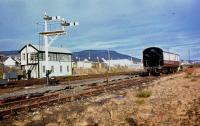 Aviemore North SB, although by the time this photo was taken in the 1970s it was the only box. In the siding sits a suburban coach, which had been delivered to the Strathspey Railway, coupled to a Ruston 4wDM shunter.<br><br>[John McIntyre //]