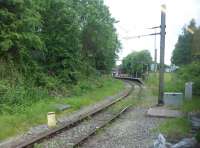 Another grab shot from a Hadfield bound train at Dinting on 16th June 2017. This view looks across to the Glossop branch platform, which the train had called at a few minutes previously prior to going into Glossop to reverse and then take the Hadfield line on the triangle. <br><br>[Mark Bartlett 23/06/2017]