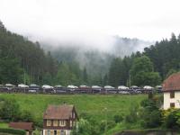 A northbound DB automotive service snakes its way through Hornberg on<br>
the Schwarzwaldbahn on 3rd June 2017.<br>
<br><br>[David Spaven 03/06/2017]