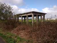 The frame of this lineside hut at Dalhousie Chesters is still looking good over 50 years since it last sheltered anyone in anger. It is located between Bonnyrigg and<br>
Rosewell & Hawthornden stations on the Peebles line.<br><br>[David Panton 12/04/2017]