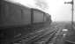 The 1.40pm service to Edinburgh via the Waverley route leaves Carlisle platform 7 on a foggy 22 December 1962. The train is hauled by A3 Pacific 60097 <I>Humorist</I>. [See image 42709]<br><br>[K A Gray 22/12/1962]