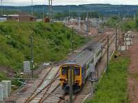 A closer view of the point for the new Millerhill Electric Train Depot. Behind can be seen further trackwork and catenary at the depot site. The proposed layout can be found at <a target=external href=https://planning-applications.midlothian.gov.uk/OnlinePlanning/files/4F9AB2788286ED4EB3173427B1B05ABC/pdf/15_00884_DPP-C_-_APPROVED_Proposed_Site_Layout-241027.pdf>Midlothian Planning</a>.<br><br>[Jeffray Wotherspoon 10/06/2017]