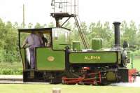 The variety and quantity of locos to be seen at a Statfold Barn open day is incredible - up to sixteen in steam. This is <I>ALPHA</I>, a Hudswell-Clarke <br>
0-6-0PT Works No. 1172 of 1922 seen on 10th June 2017.<br>
<br><br>[Peter Todd 10/06/2017]