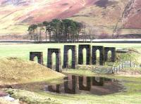 Henry Moore eat your heart out. The surviving piers of a long abandoned bridge over the trackbed of the Talla railway north of the Crook Inn, in October 2003.<br><br>[John Furnevel 11/10/2003]