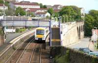 An Edinburgh train at Kinghorn in May 2005. Is there a slight touch of Italian Adriatic Coast about the place?<br><br>[John Furnevel 23/05/2005]