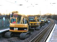 Unusual traffic on the ECML at Longniddry station on Boxing Day 2004. View is west towards Waverley.<br><br>[John Furnevel 26/12/2004]
