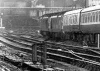 Doing what they were built to do - a pair of class 50s with the Down <I>Royal Scot</I> arriving at Carlisle in 1973, one of several accelerated Anglo - Scottish services introduced prior to completion of the Weaver Junction - Glasgow electrification project.<br><br>[John Furnevel 22/06/1973]