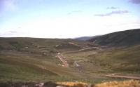 View east from Rispin Cleugh viaduct (now demolished) on the Wanlockhead branch. [See image 6453]<br><br>[John Robin //]