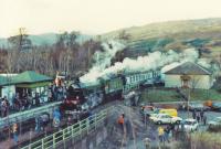 2005 stops for water at Crianlarich with southbound train<br><br>[John Robin 14/11/1987]