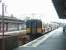 Work in progress on the building occupying platform 2 on the north side of Lanark station in March 2003. A train for Dalmuir is awaiting its departure time at platform 1. <br><br>[John Furnevel 16/03/2003]