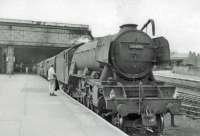 A3 60041 <i>Salmon Trout</i> about to leave Perth for Glasgow with 3 hour train from Aberdeen.<br><br>[John Robin 24/05/1963]