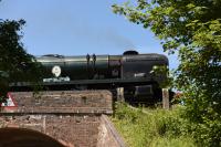 34053 <I>Sir Keith Park</I>, a Rebuilt Battle of Britain 4-6-2, one of five Bullied Pacifics working at the Mid-Hants gala commemorating 50 years since the end of Southern Region steam in 1967.<br>
<br><br>[Peter Todd 02/07/2017]