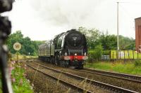 46233 Duchess of Sutherland passing Gregson Lane on 22 July 2017 while working the Crewe to Carlisle via Liverpool Cumbrian Mountain Express. The loco was working hard on the climb to Hoghton as it would do to get over several other summits on the way to Carlisle.<br><br>[John McIntyre 22/07/2017]