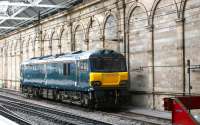 Caledonian Sleeper locomotive no 92014, sporting the attractive Serco <I>'Midnight Teal'</I> livery, seen here on 13 July 2017 stabled alongside the south wall at Waverley.<br><br>[John Furnevel 31/07/2017]