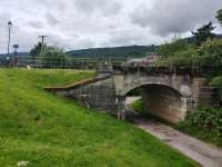 A surviving bridge in Fort Augustus, where the railway crossed the canal and this adjacent structure. <br>
<br><br>[Alan Cormack 09/07/2017]