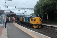 37025 passing through Coatbridge Sunnyside station with the Network Rail track recording train with 37219 on the rear.(06/07/17)<br>
<br><br>[Alastair McLellan 06/07/2017]