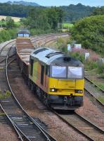 Colas 60085 leads an Elgin - Millerhill empty ballast working past Inverkeithing East Junction with Colas 56094 on the rear. Sunday 13th August 2017<br><br>[Bill Roberton 13/08/2017]