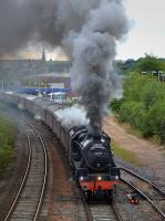 Black 5 45407 makes a spirited departure from Kirkcaldy with the returning <I>Fife & Borders</I> excursion on 13 August 2017. [Shades of <i>Where are ye gang next Mr <b>Roberton</b></i> -Ed]<br><br>[Bill Roberton 13/08/2017]