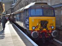 DRS 57301 <I>Goliath</I> at Platform 9 in Waverley station with the returning <I>Northern Belle</I> to Manchester Victoria on 19th August 2017. DRS 57303 <I>Pride of Carlisle</I> was on the rear of the train. <br>
<br><br>[Bill Roberton 20/08/2017]