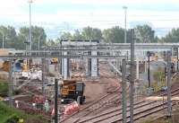 Progress at Millerhill on 3 September 2017. General view south showing the second of the new junctions, with the line now running past the washing plant towards the stabling bays, just visible through the clutter in the background.<br><br>[John Furnevel 03/09/2017]