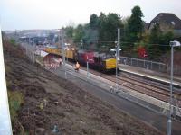 OHL engineering test train at Larkhall in November 2005 with Class 37 leading with Class 31 at rear.<br><br>[Gordon Steel 23/11/2005]