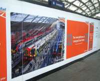 Hoardings at Liverpool Lime Street in September 2017 showing the planned two new platforms.<br><br>[Veronica Clibbery 07/09/2017]