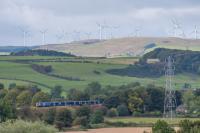 A 380 heads north at Dalgarven. The view looks west from the disused River Garnock Viaduct of the former Lanarkshire and Ayrshire Railway. <br><br>[Ewan Crawford 14/09/2017]