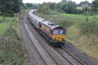 Closely following 60163 and <I>The Border Raider</I> through Long Preston on 16th September 2017 was DBS 66176 with a long rake of cement tankers from Avonmouth to Horrocksford Cement Works. This train had been diverted due to an engineering possession south of Clitheroe but had (remarkably) run via Shap and the S&C rather than the Little North Western route through Wennington.  <br><br>[Mark Bartlett 16/09/2017]