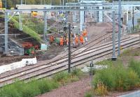 Weekend work in progress at Millerhill on 8 October 2017. The activity is centred around the route of the line between the northerly of the two new junctions [see image 59712] and the washing plant in the background, through which track has already been laid.  <br><br>[John Furnevel 08/10/2017]