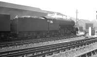 An unidentified Gresley V2 2-6-2 stabled in the shed yard at Gateshead in 1963.<br><br>[K A Gray //1963]