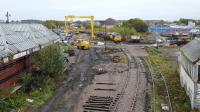 Elgin works - points and track back in and access to mainline now has a signal.  Elgin Centre box is B listed which is why it has not be demolished. The old GNSR station is also listed.<br><br>[Crinan Dunbar 20/10/2017]
