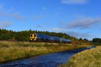 The 10:45 Inverness to Edinburgh train near Moy on 10th October 2017. 158711 is leading this four coach train.<br>
<br>
<br><br>[John Gray 10/10/2017]
