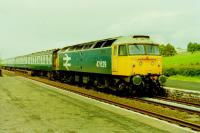 Class 47 47629, seen passing Langwathby on a southbound special excursion in 1988. The following year the former D1966 became 47828 and a long career continued. It was finally withdrawn by Direct Rail Services in 2016 and has moved into preservation with the D05 Group on the Dartmoor Railway. <br><br>[Gordon Steel 04/06/1988]
