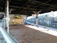 The concourse and cafe at Dundee station are temporarily gone, and this area is open to the air for the first time in decades. Photographed  25 October.<br><br>[David Panton 25/10/2017]