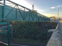 The temporary pedestrian and services bridge now in place at Muirside Road.<br><br>[Colin McDonald 29/10/2017]