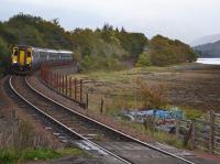156445 and 156492 form the 08.21 from Glasgow Queen Street to Mallaig approaching Locheil Outward Bound.<br><br>[Bill Roberton 19/10/2017]
