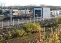 Part of the northern section of the new ScotRail  EMU depot at Millerhill on 12 November 2017. View is east across the running lines, with tracklaying and main construction work looking almost complete. The stabling / cleaning roads are located off to the right [see image 61575]. <br><br>[John Furnevel 12/11/2017]