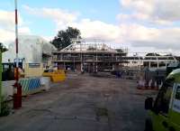 The rebuilt station at Kenilworth was due to open in December 2016 - then December 2017. Even that date may now not be met, but there is substantial visible progress. The under construction station is seen here on 2 September 2017. <br><br>[Ken Strachan 02/09/2017]