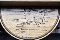 Harzer Schmalspur-bahnen route maps adorn the tables in the carriages used on the services between Nordhausen and Wernigerode.  The three lines that now make up the HSB are individually identified.  The Harzerquerbahn (Nordhausen to Wernigerode) and the Brockenbahn (Drei Annen Honne to Brocken) were built by the Nordhausen-Wernigerode Eisenbahn whilst the Selketalbahn was built by the Gernrode-Harzgerode Eisenbahn.<br><br>[Norman Glen 19/9/2017]