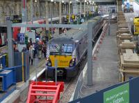 334029 disgorges its passengers at Platform 12, Edinburgh Waverley on 18th December 2017.<br>
<br>
<br><br>[Bill Roberton 18/12/2017]
