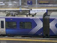 Nah - nothing to see here, same old, same old. In fact, a quick glance over the parapet of Cathedral Street bridge does now reveal how things are changing to those with an eye for detail. 380020 on a Glasgow - Edinburgh service prepares to depart from Platform 4 on 12th December 2017.<br><br>[Colin McDonald 12/12/2017]