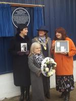 The three daughters of James Kennedy with the Lord Provost during the unveiling of a plaque to his memory. James Kennedy died during a robbery at the St Rollox Works in Glasgow on the 21st of December 1973.<br><br>[John Yellowlees 21/12/2017]