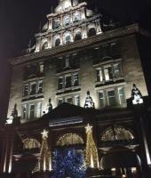Edinburgh's impressive Caledonian Hotel at the east end of Princes Street, looking very festive and nicely decorated on 23rd December 2017. I wonder how many people now realise that there was a very substantial railway station behind the hotel.<br>
<br>
<br><br>[Alan Cormack 23/12/2017]